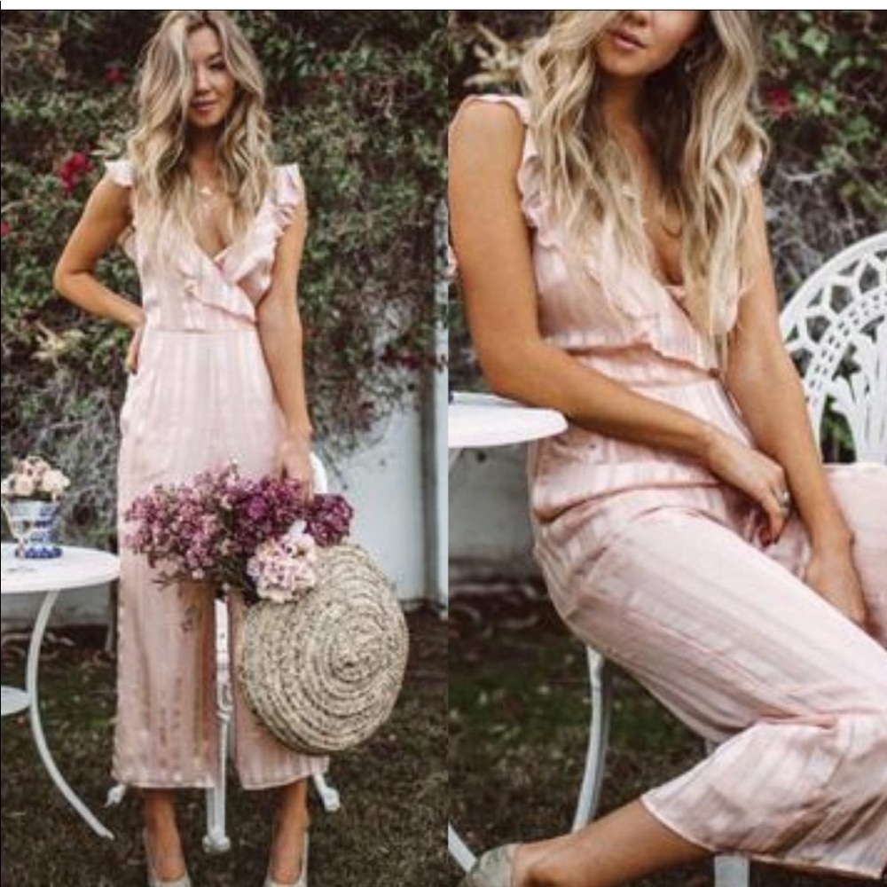 Show Me Your Mumu Bianca Blush Pink Ruffle Jumpsuit